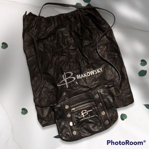 B. MAKOWSKY Black Pebble Leather Mini Bag
